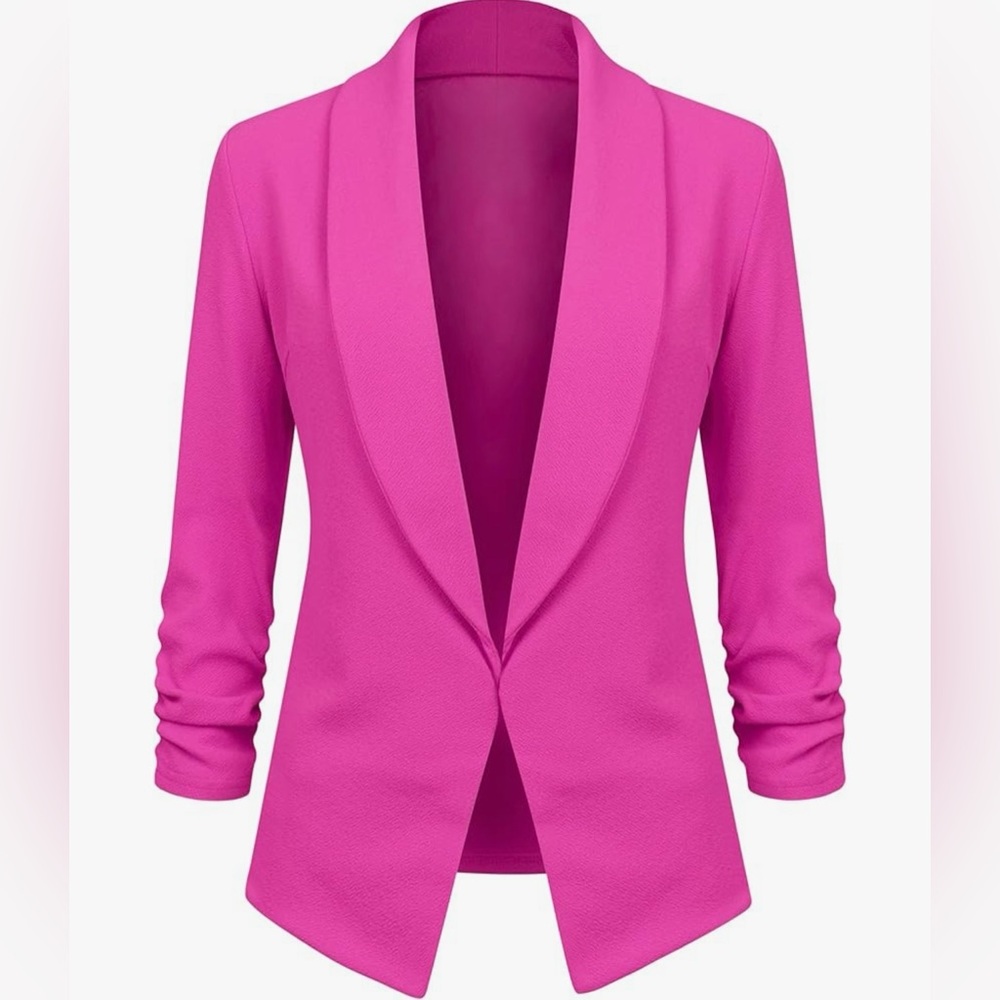 3/4 Sleeve Blazer Open Front Cardigan Jacket Work Office Blazer -fishing
